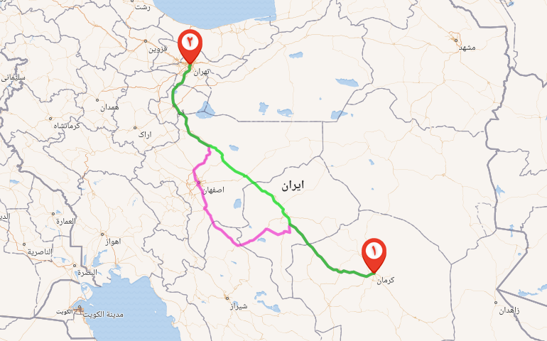 کرمان تا تهران با اتوبوس
